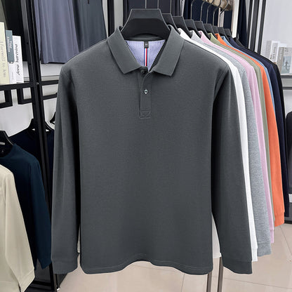 Men's Long Sleeve Polo with Structured Design and Breathable Properties Chic and Style