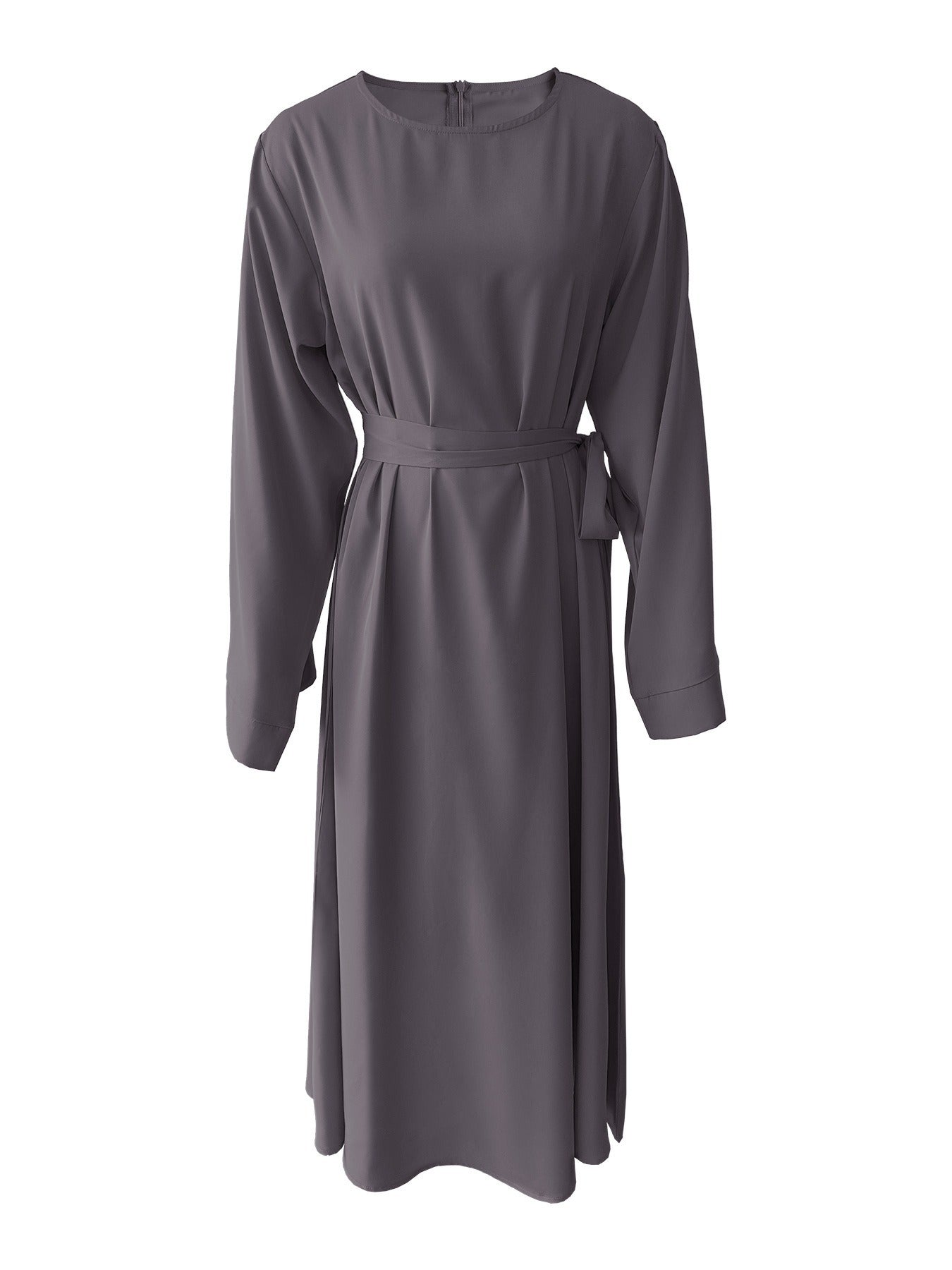 Robe midi pour femmes avec une ceinture de taille élégante et des manches longues Chic und Stil