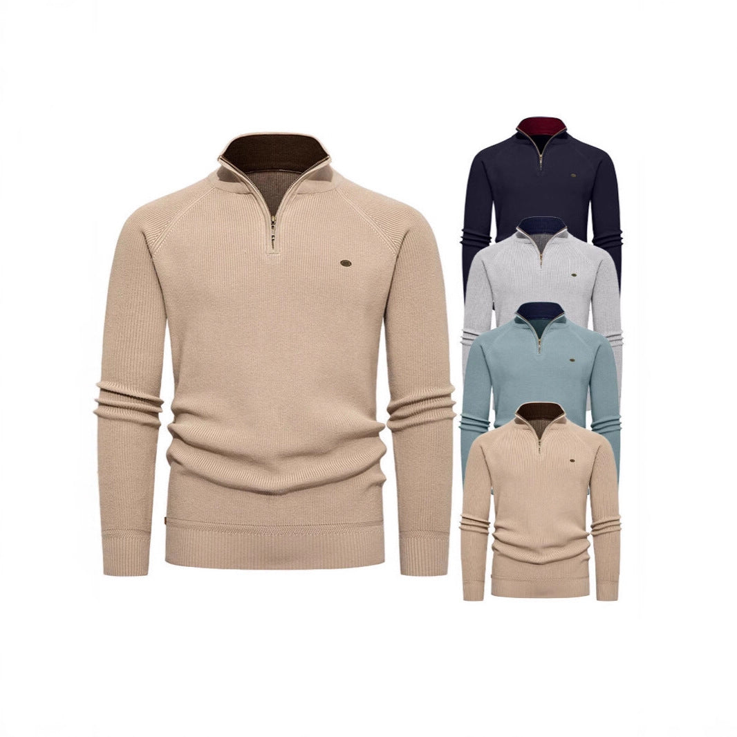 Knitted pullover for men with a high collar and zipper Chic und Stil