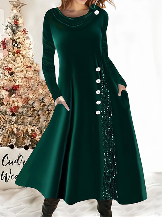 Robe longue à manches pour femmes avec des applications scintillantes Chic und Stil
