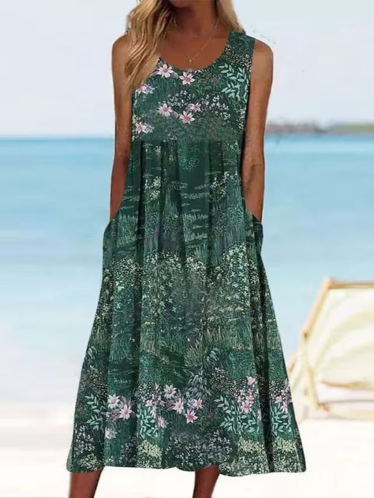 Robe midi pour femmes avec design floral et poches pratiques Chic und Stil