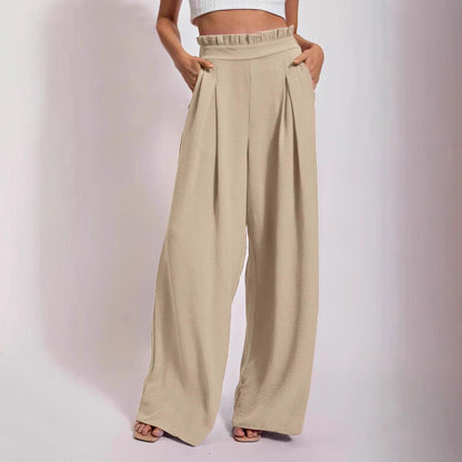 Loose high-waisted pants for women with pleats and elastic waist Chic and Style
