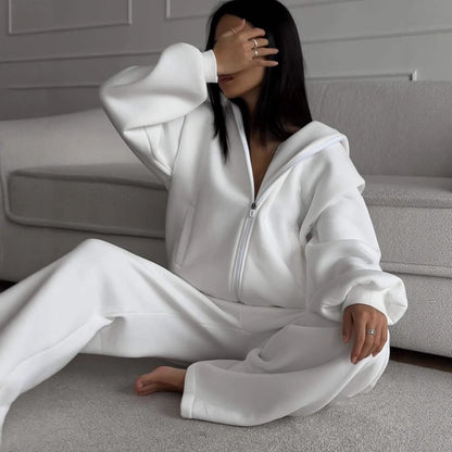 Dames combinaison décontractée avec capuche et fermeture éclair Chic und Stil