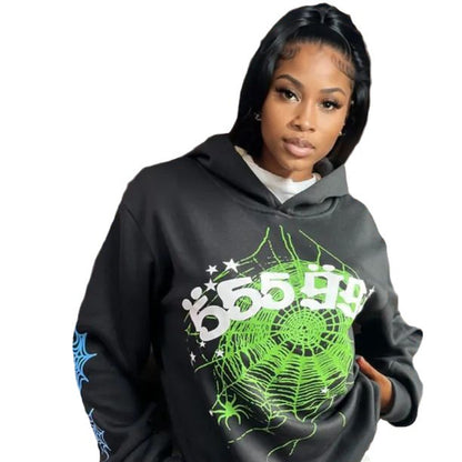 Dames hoodie avec design créatif en toile d'araignée Chic und Stil