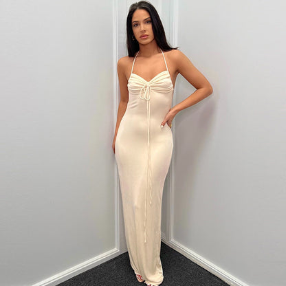 Robe maxi élégante pour femmes avec bretelles spaghetti réglables et cordon raffiné Chic und Stil