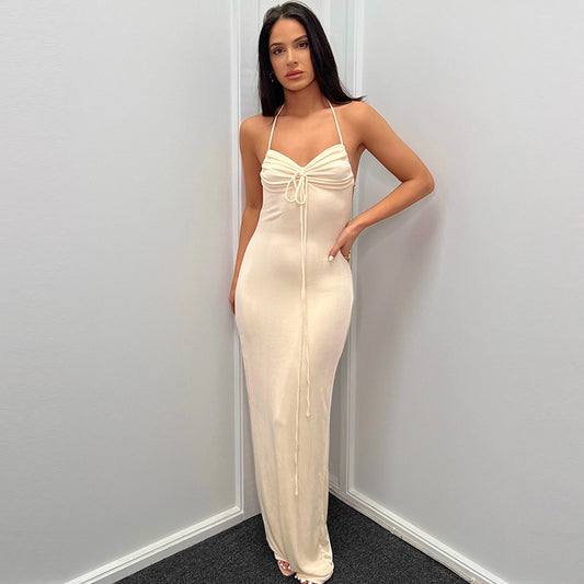Robe maxi élégante pour femmes avec bretelles spaghetti réglables et cordon raffiné Chic und Stil