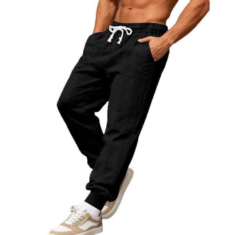 Men's casual leisure pants with elastic waistband and textured material Chic and style
