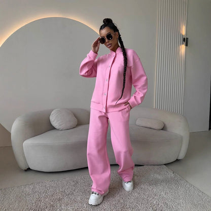 Dames Ensemble de loisirs élégant et confortable avec fermeture à bouton à la mode Chic und Stil