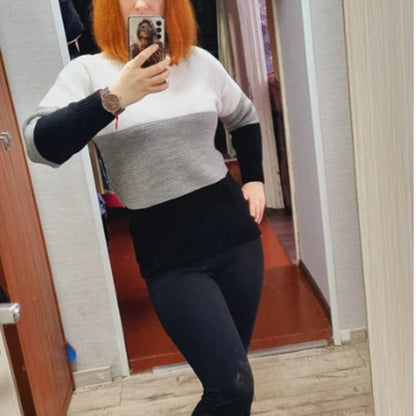 Dames Pull en tricot confortable avec design en bloc de couleurs Chic und Stil