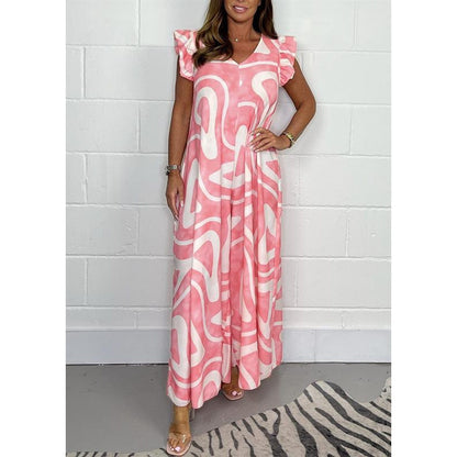 Robe maxi femme avec motif graphique moderne et coupe fluide Chic und Stil