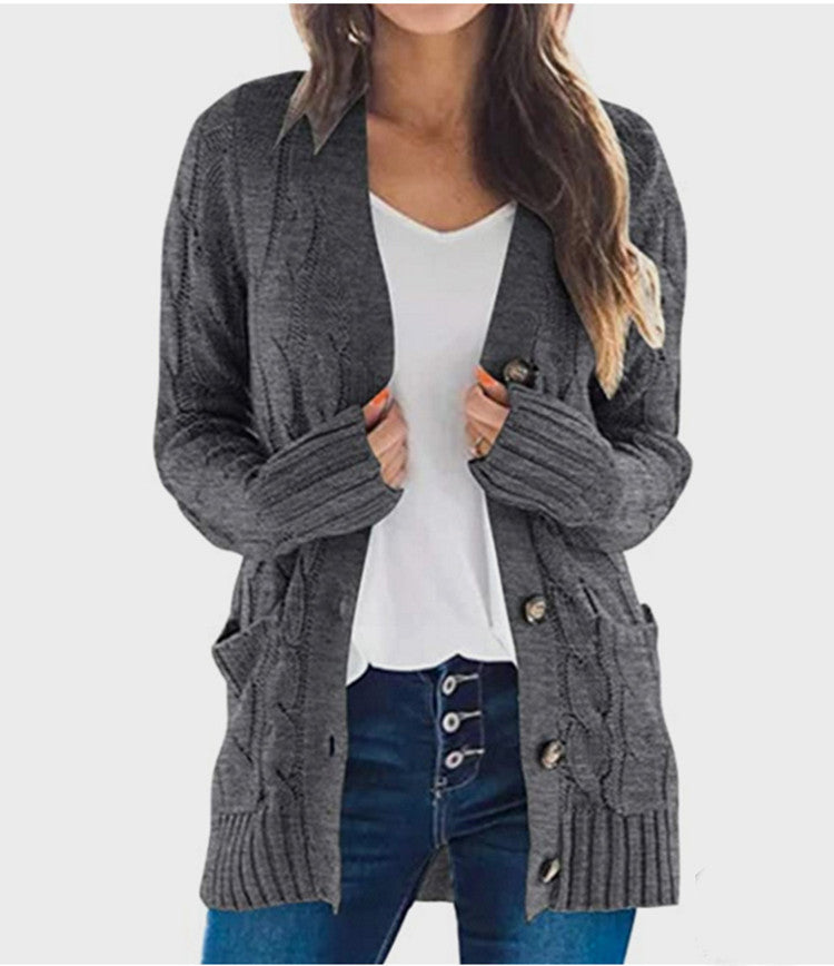 Dames grosse tricot cardigan avec motif en torsades et poches pratiques Chic und Stil