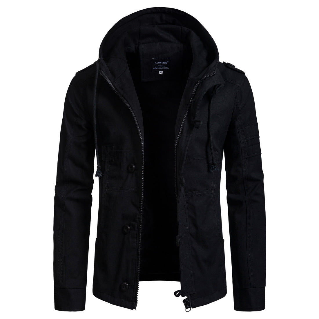 Functional outdoor jacket for men with high collar and practical pockets Chic and Style