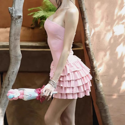 Robe d'été à volants sans bretelles pour femmes Chic und Stil