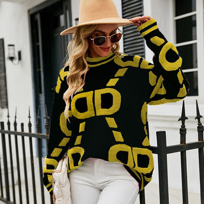 Dames Pull tendance avec design graphique Chic und Stil