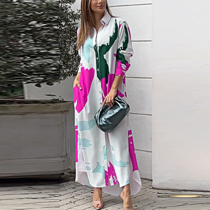 Robe longue à impression artistique pour femmes Chic und Stil