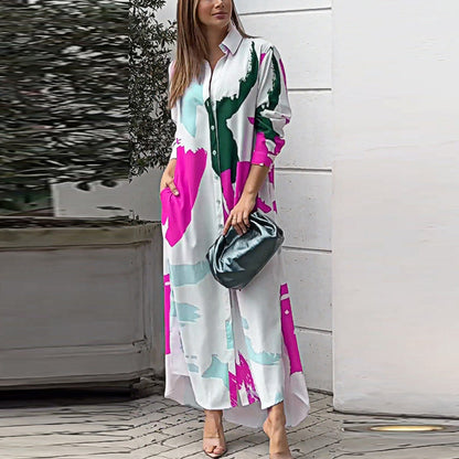 Robe longue à impression artistique pour femmes Chic und Stil