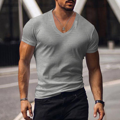 T-shirt pour hommes à col V en mélange de coton respirant Chic und Stil