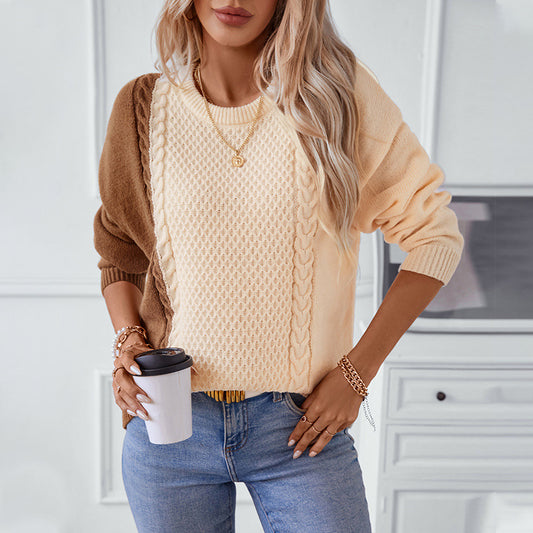 Pull femme à la mode avec motif en relief et design innovant de blocs de couleurs Chic und Stil