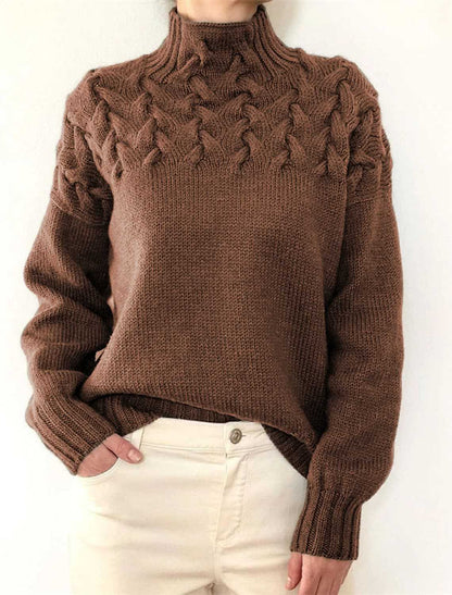 Pull-over à col haut pour femmes avec motif en torsades décoratif Chic und Stil