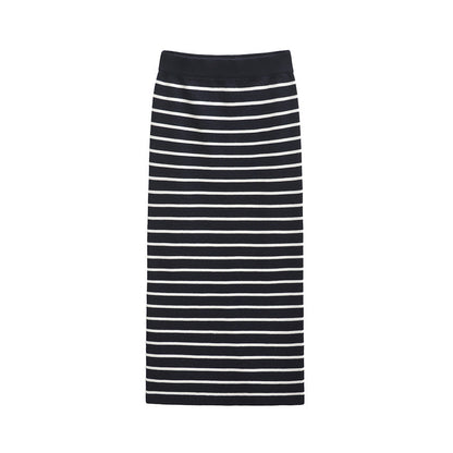 Dames Jupe crayon élégante mi-longue avec design rayé Chic und Stil