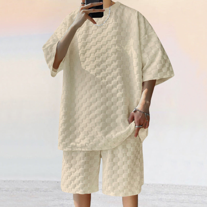 Ensemble décontracté pour hommes en t-shirt et shorts à motif à carreaux Chic und Stil