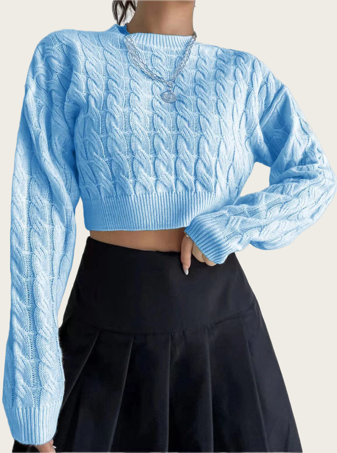 Pull over court en laine douce pour femmes avec motif torsadé Chic und Stil