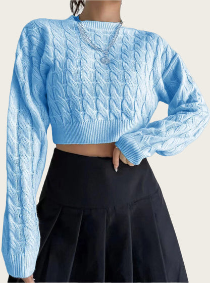 Pull over court en laine douce pour femmes avec motif torsadé Chic und Stil