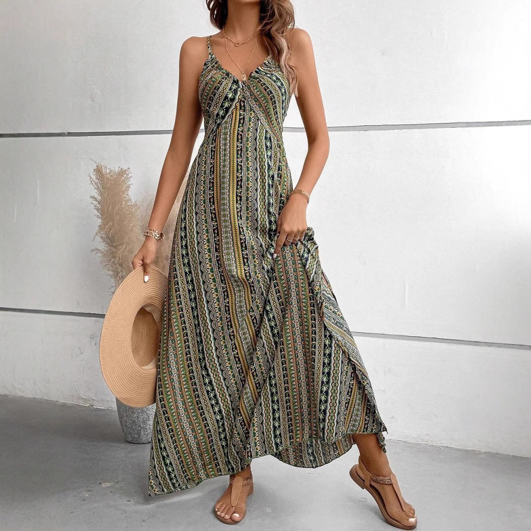 Robe maxi bohémienne à bretelles pour femmes Chic und Stil