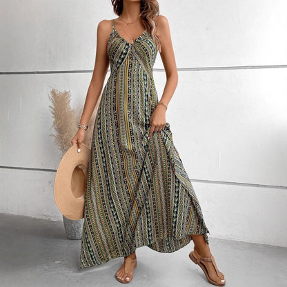Robe maxi bohémienne à bretelles pour femmes Chic und Stil