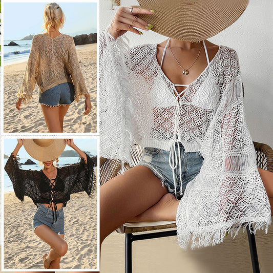 Dames Crochet Dentelle Cover-Up Tunique Chic und Stil