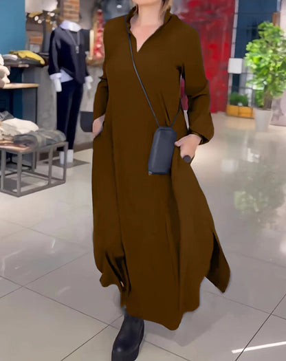 Robe chemise pour femmes avec poches latérales pratiques et coupe fluide Chic und Stil