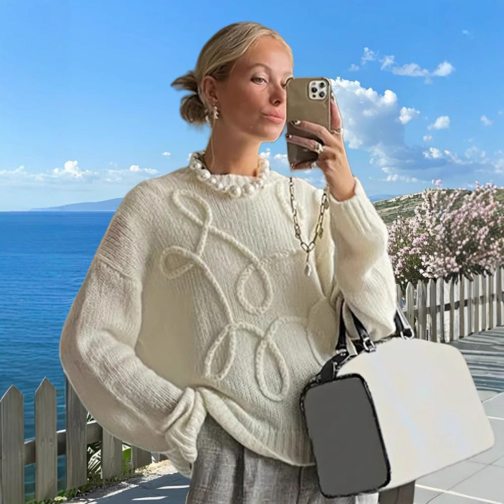 Pull en tricot à motif cable et coupe décontractée pour femmes Chic und Stil