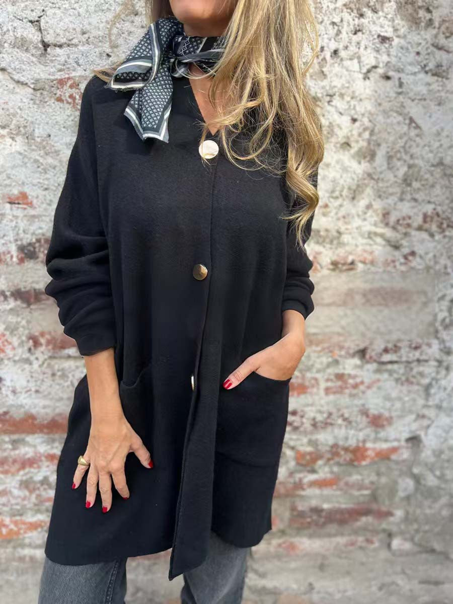 Dames Cardigan à la mode avec poches pratiques et fermeture à boutons Chic und Stil