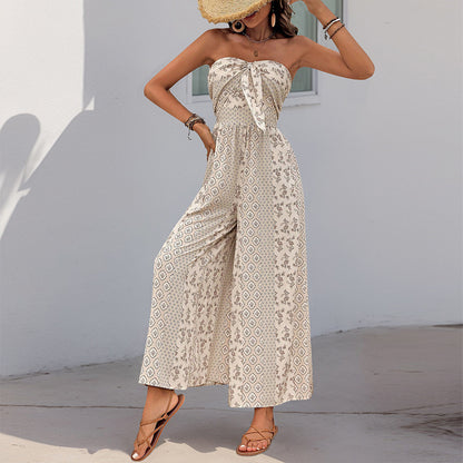 Robe maxi sans manches bohème pour femme avec ceinture élégante nouée Chic und Stil