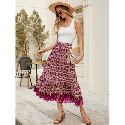 Dames Bohème Échelonné Maxi Jupe Chic und Stil