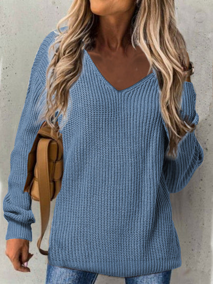 Pull-over en tricot épais à encolure en V pour femmes avec coupe décontractée Chic und Stil
