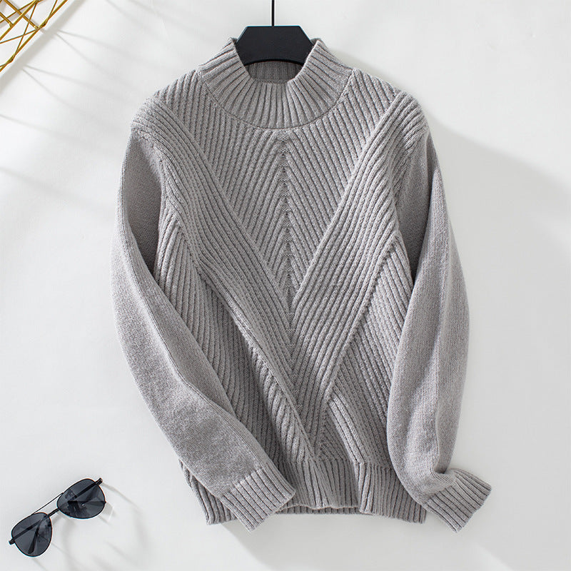 Pull en tricot à la mode pour femmes avec col montant et design en V Chic und Stil