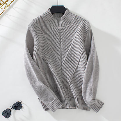 Pull en tricot à la mode pour femmes avec col montant et design en V Chic und Stil
