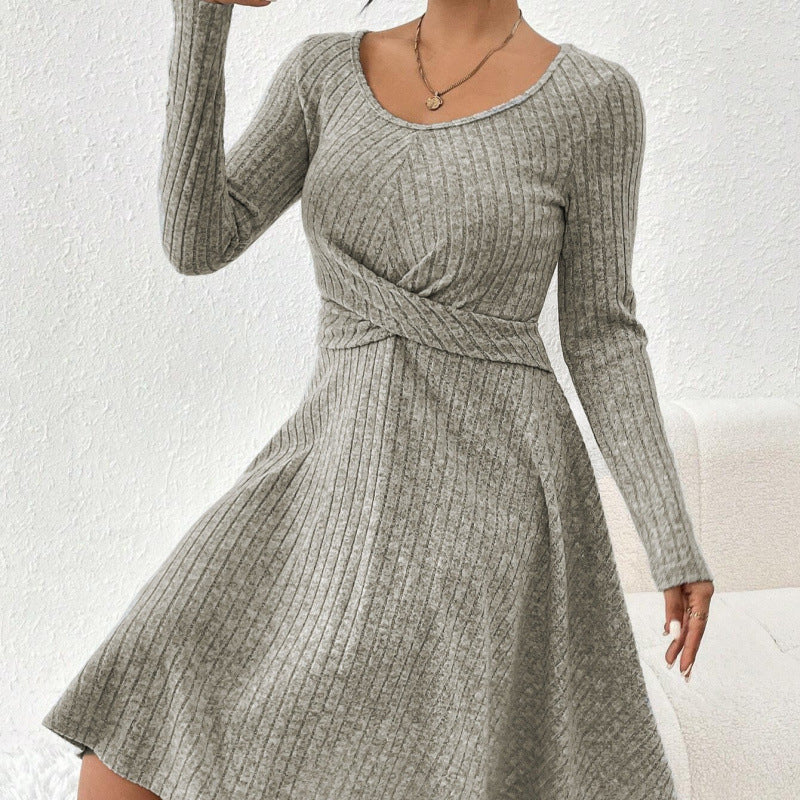 Robe en jersey fluide pour femmes avec ceinture portefeuille et manches longues Chic und Stil