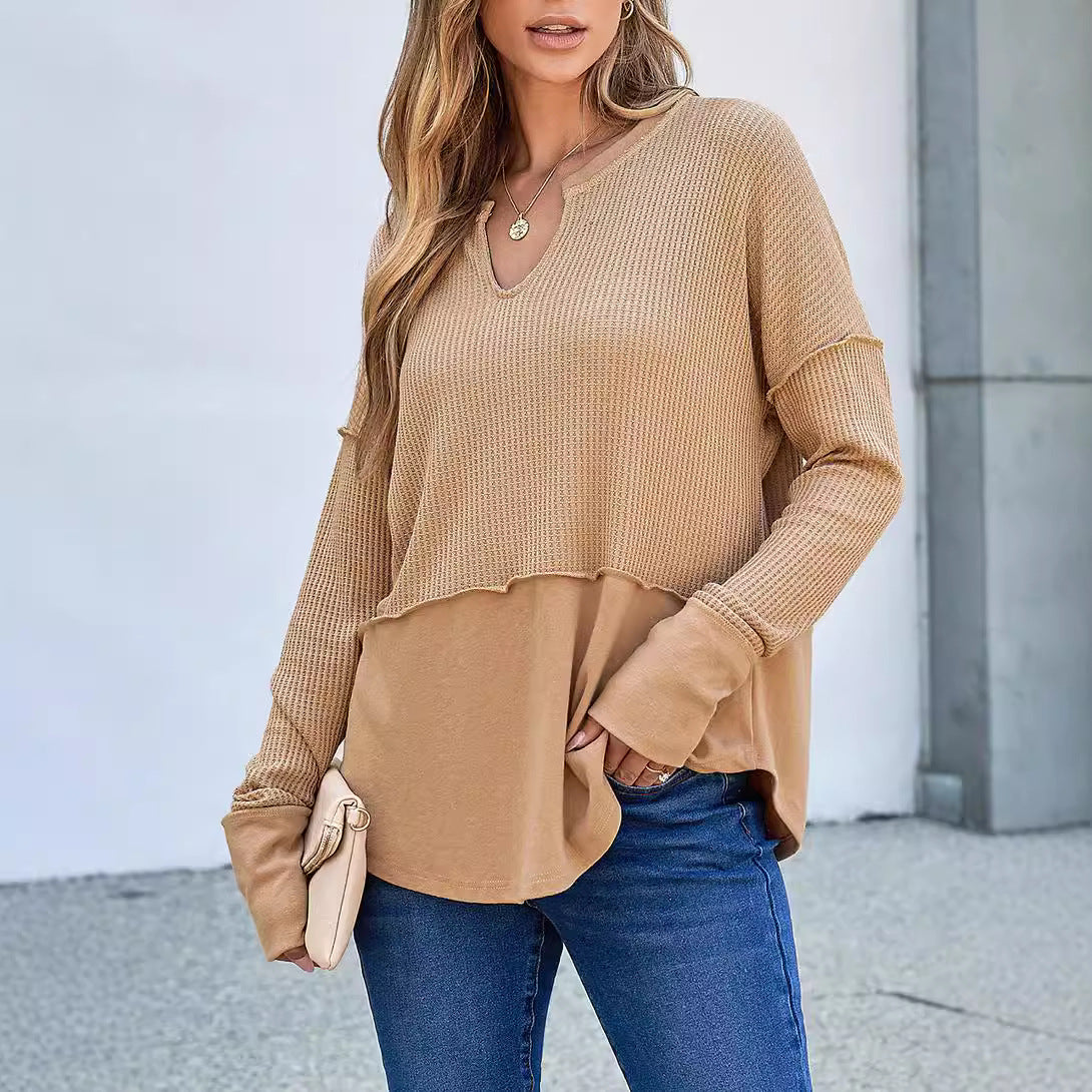 Pull-over en maille décontracté pour femmes avec décolleté en V et texture Chic und Stil