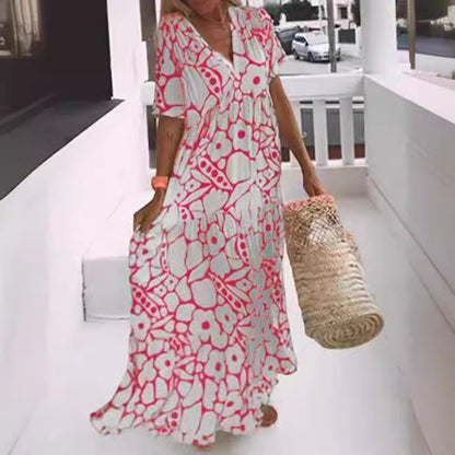 Robe maxi pour femmes avec un élégant décolleté V et une coupe fluide Chic und Stil