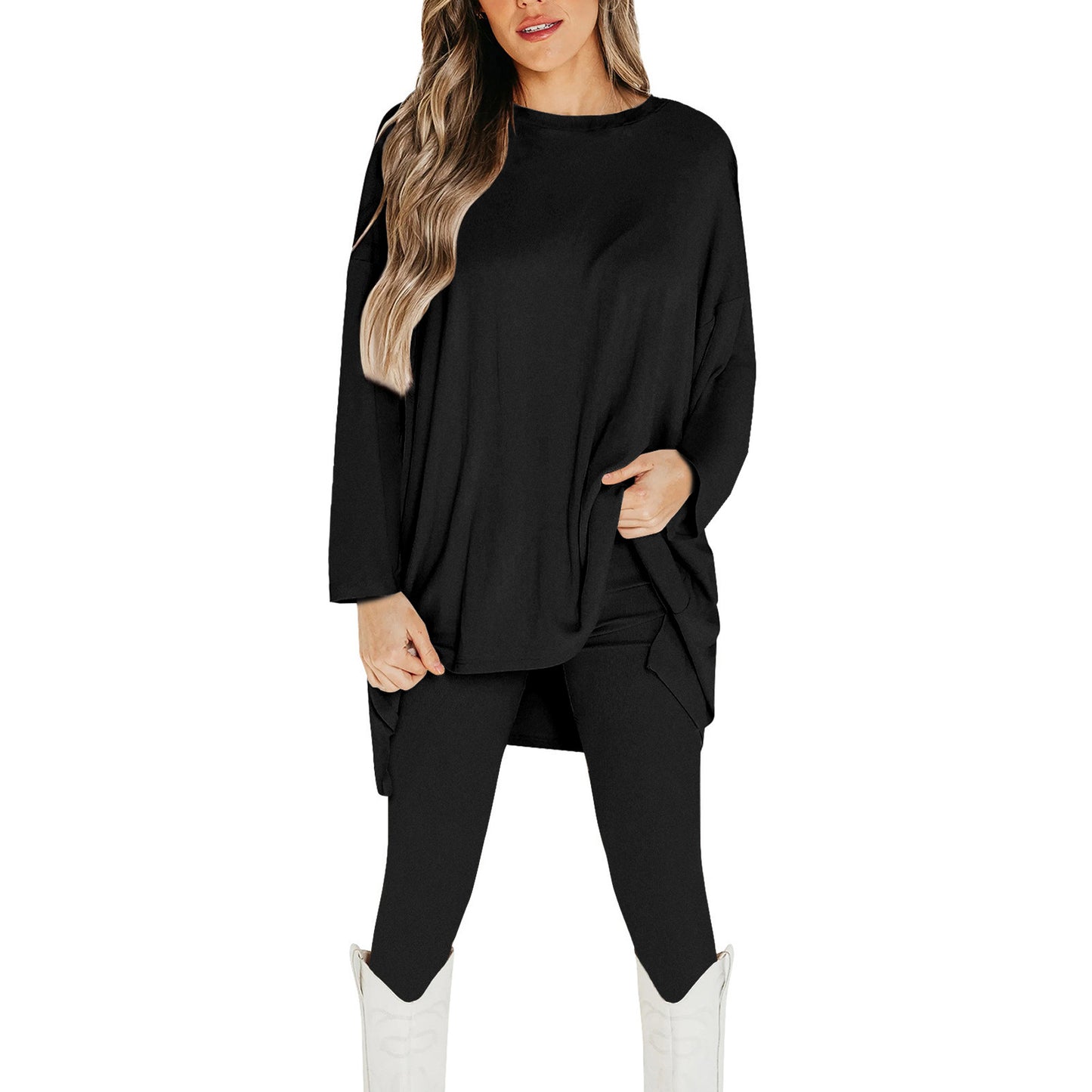 Dames Ensemble décontracté en haut oversized et leggings ajustés Chic und Stil