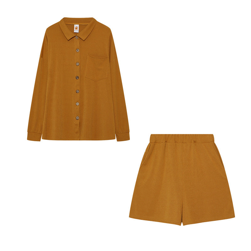 Chic and Style women's casual shirt and shorts set with chest pocket