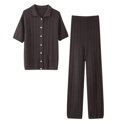 Wide knit palazzo pants for women with an elastic waistband and elegant structure Chic and Style