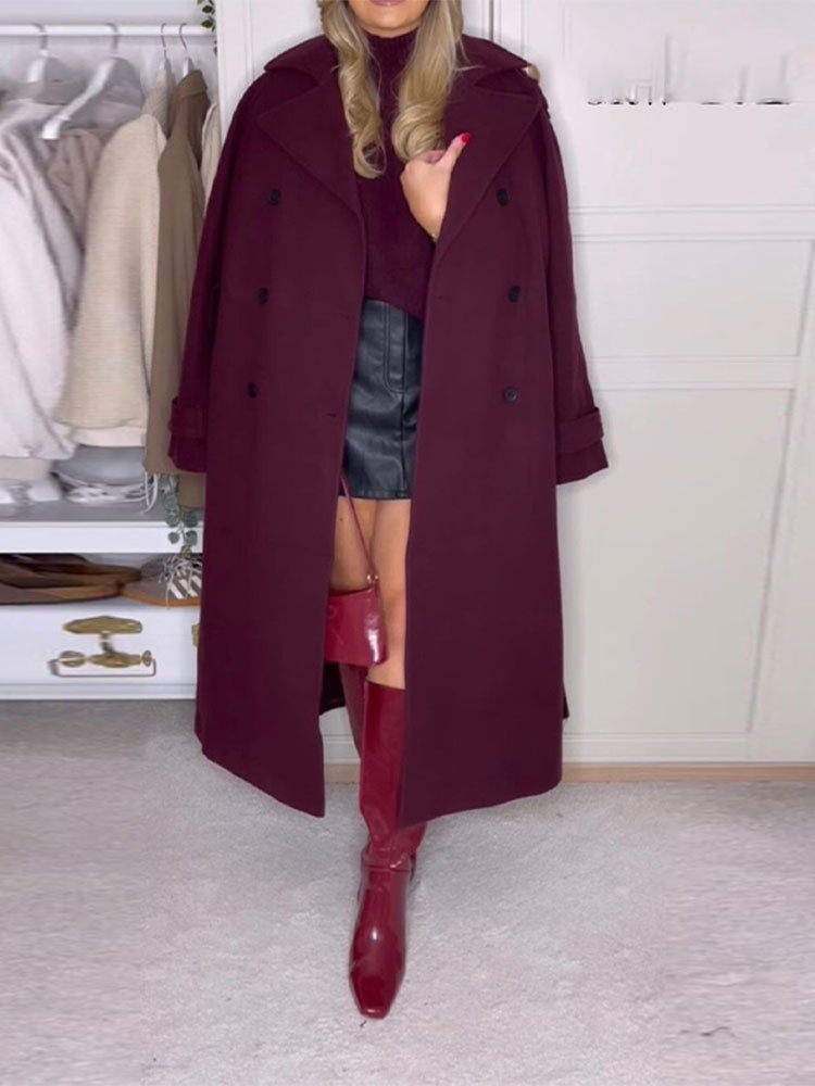 Oversized trench coat for women with double-breasted buttons and generous pockets Chic and Style