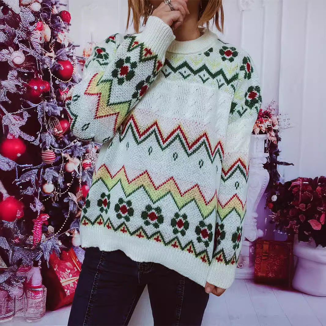 Pull en tricot élégant pour femmes avec motif nordique Chic und Stil