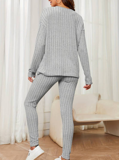 Dames Pull à manches longues en tricot avec structure côtelée Chic und Stil