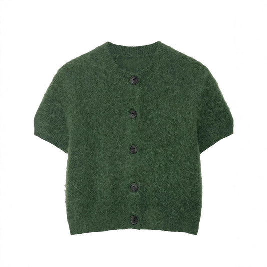 Dames cardigan doux à manches courtes et boutons Chic und Stil