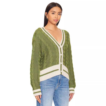 Cardigan décontracté en tricot pour femmes avec décolleté en V profond et une structure de motif en torsade caractéristique Chic und Stil
