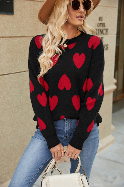 Pull décontracté pour femmes avec motif en cœur et coupe ample Chic und Stil